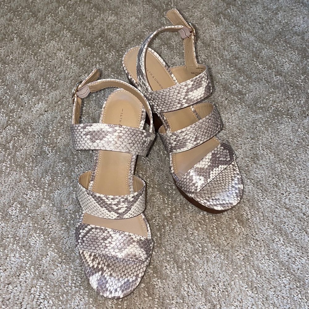 14th & Union snake skin wedge heels size 7.5